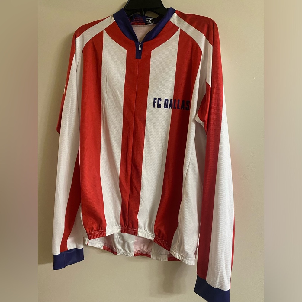 F C Dallas 96 Jacket 2XL Blue Red Stripe Full Zip MLS Soccer Practice Used